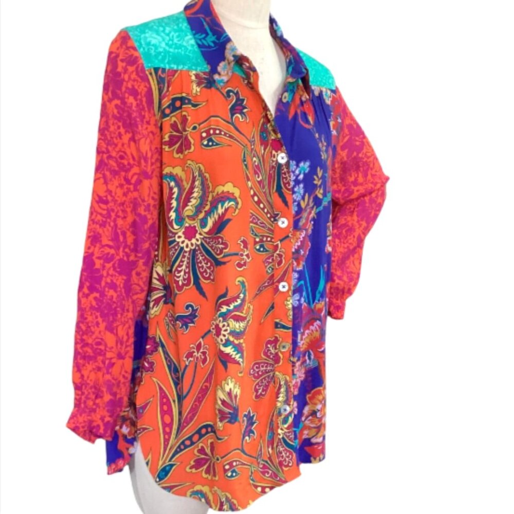 Soft Surroundings Hermosa Floral Embroidered Tunic Top Blouse Long Sleeve M 153P - Picture 3 of 9